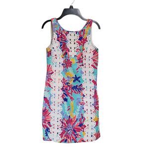 Lilly Pulitzer Dress 0 Ember Aqua Trippin & Sippin Shift Sleeveless Multicolor